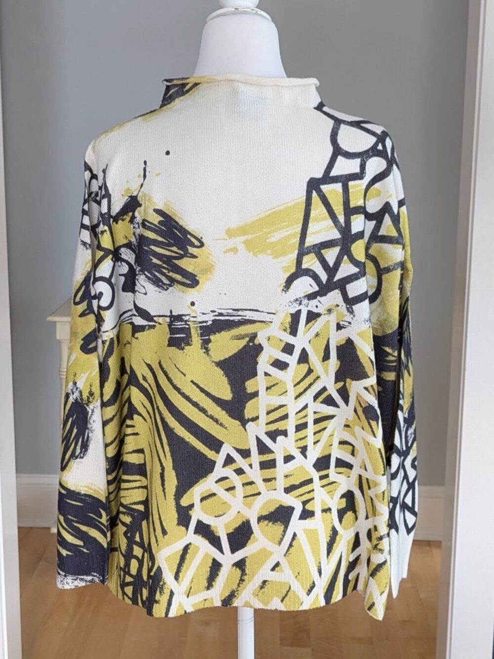 Inoah Shimmer Golden Abstract Sweater S/M Lagenlook - Picture 4 of 11